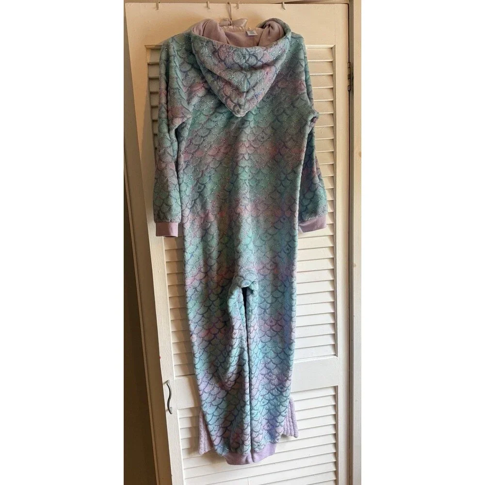 The Children’s Place Girl’s XXL 16 One Piece Pajamas Purple Mermaid Footless Pjs